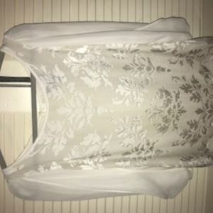 COPY - white silky top with velvet pattern